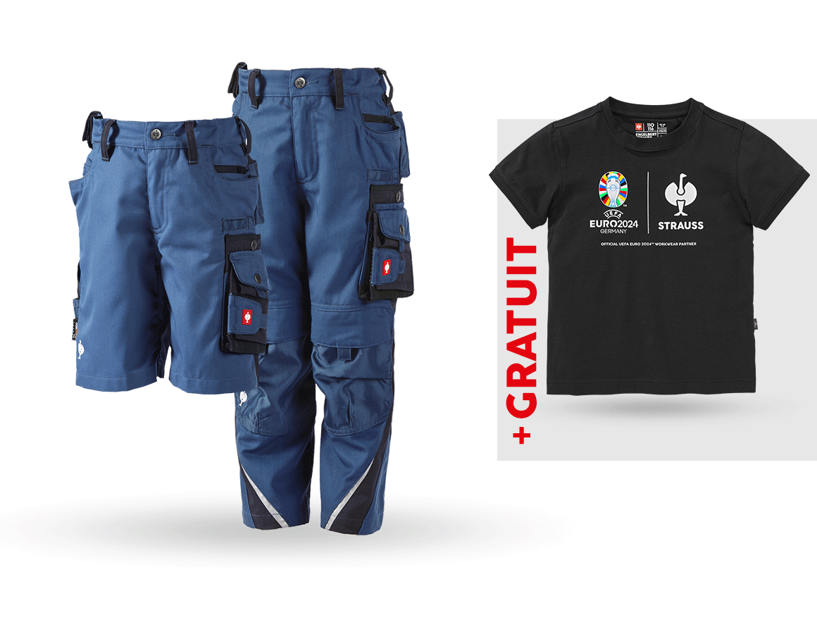 Collaborations: KIT : Pant. enfants + short e.s.motion + shirt + cobalt/pacifique