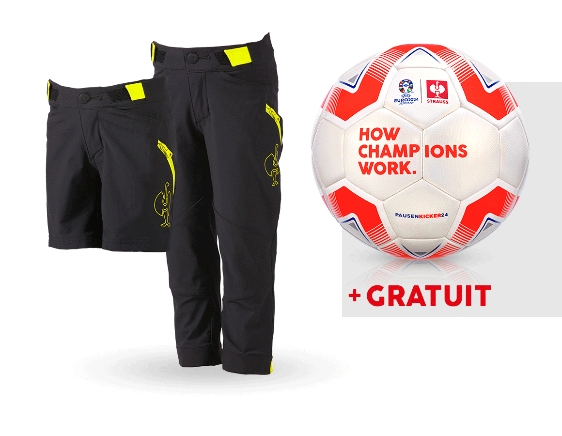 Collaborations: KIT:Pantalon de func. e.s.trail, enfant+short+ball + noir/jaune acide