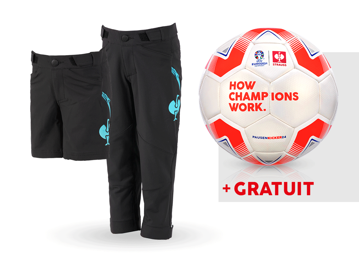 Collaborations: KIT:Pantalon de func. e.s.trail, enfant+short+ball + noir/lapis turquoise
