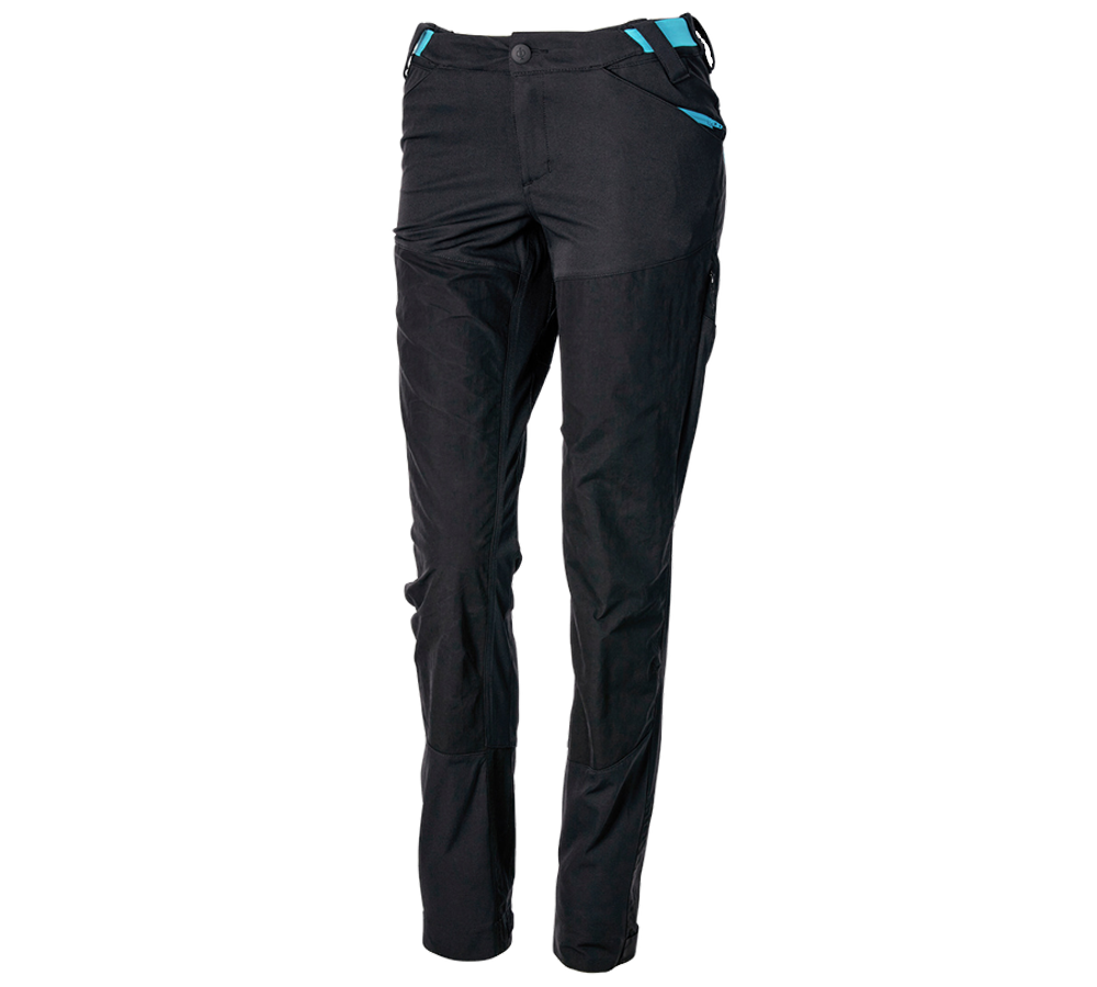 Clothing: Hybrid functional trousers e.s.trail, ladies' + black/lapisturquoise