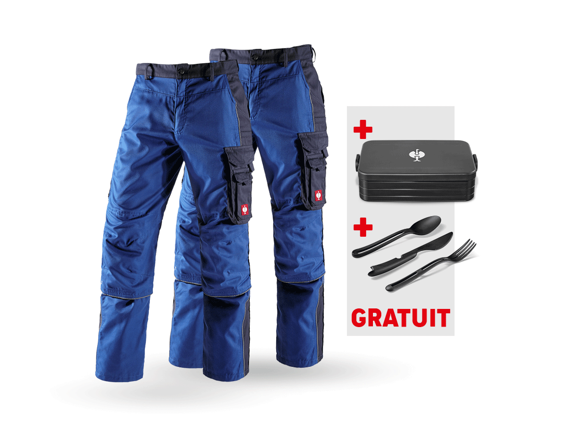 Vêtements: KIT : 2x Pantalon à taille élastique e.s.active + bleu royal/bleu foncé