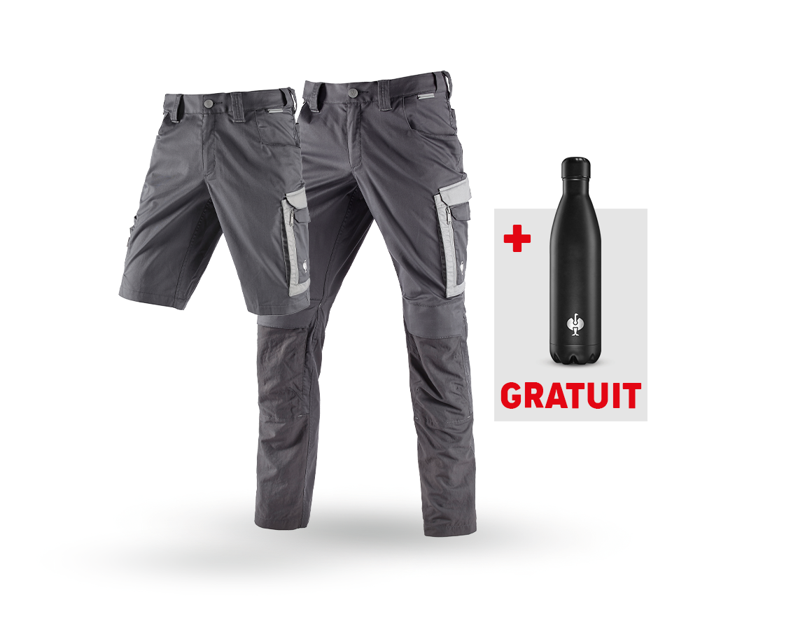 Vêtements: KIT : Pantalon + Short e.s.concrete light + Gourde + anthracite/gris perle