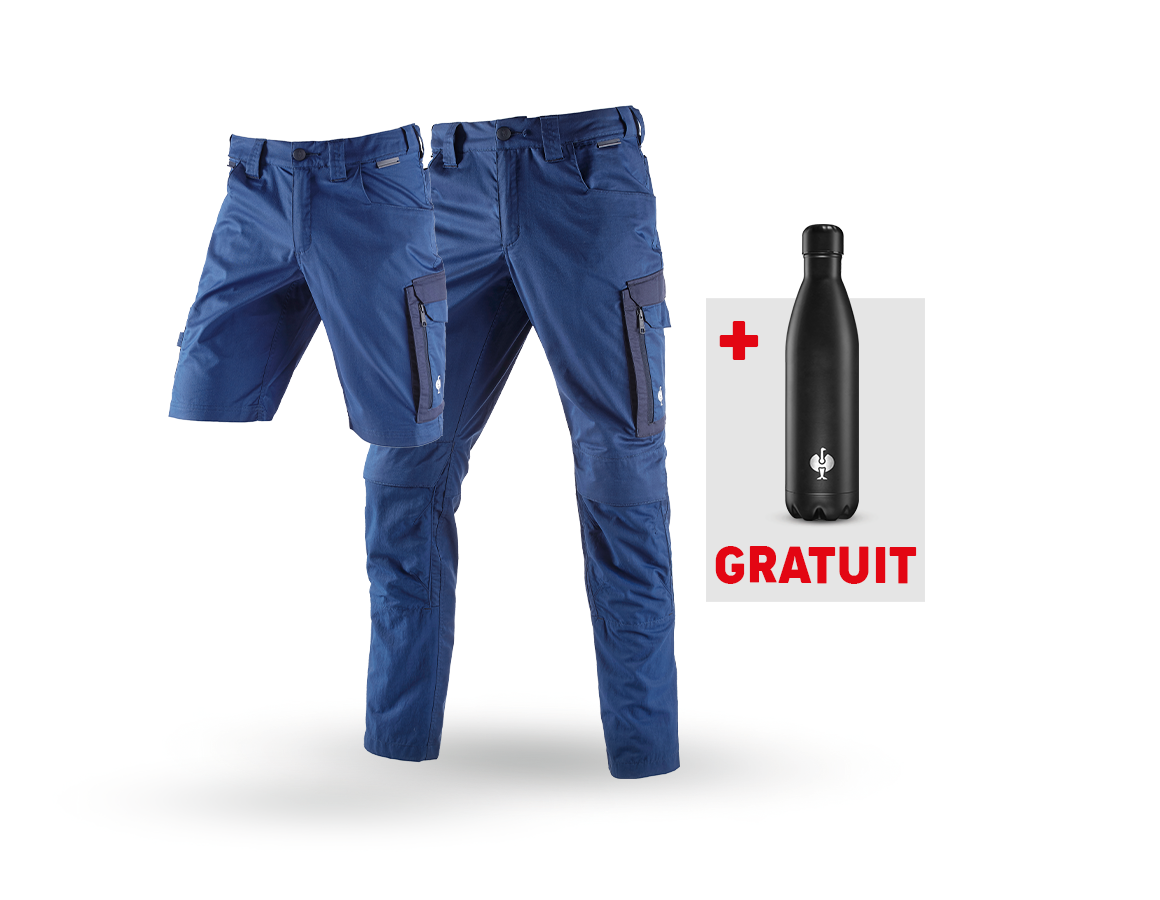 Vêtements: KIT : Pantalon + Short e.s.concrete light + Gourde + bleu alcalin/bleu profond