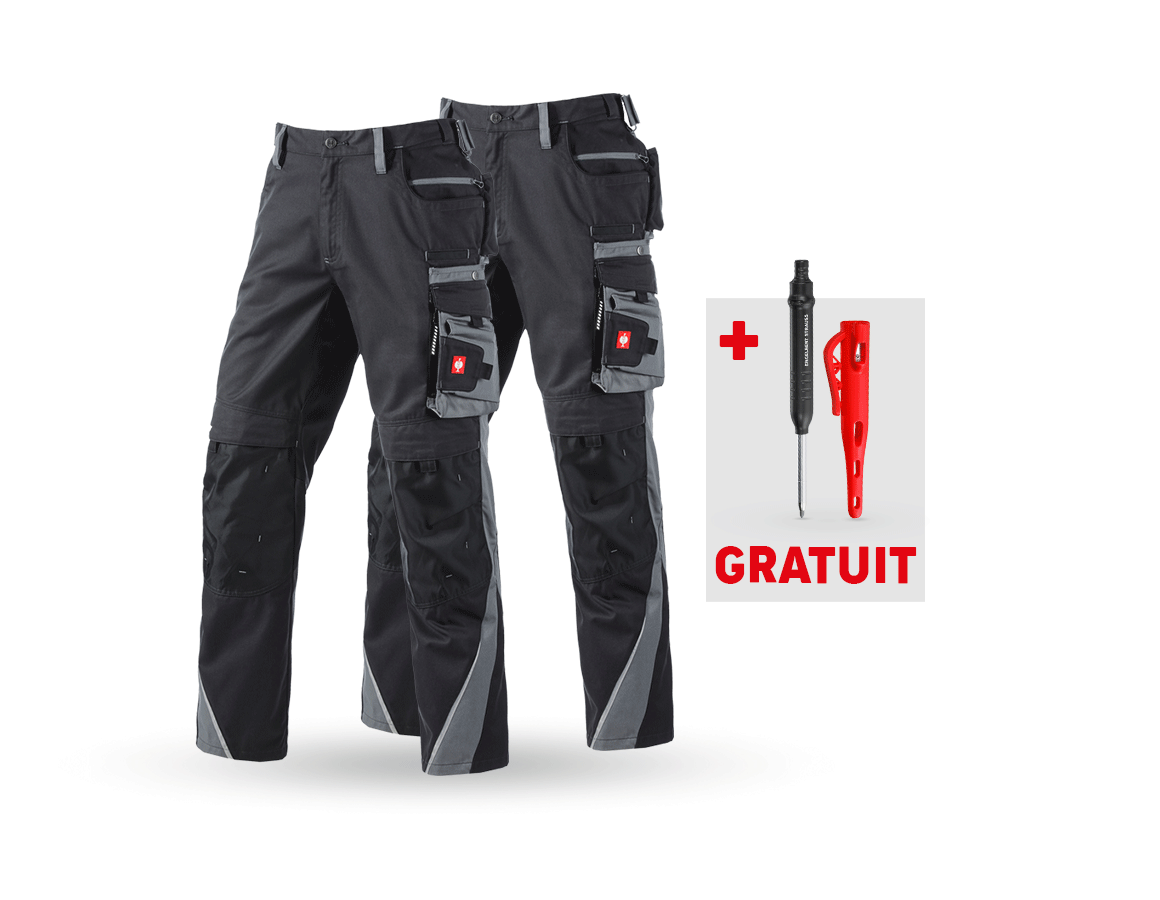 Vêtements: KIT : 2x Pantalon à taille élastique e.s.motion + graphite/ciment