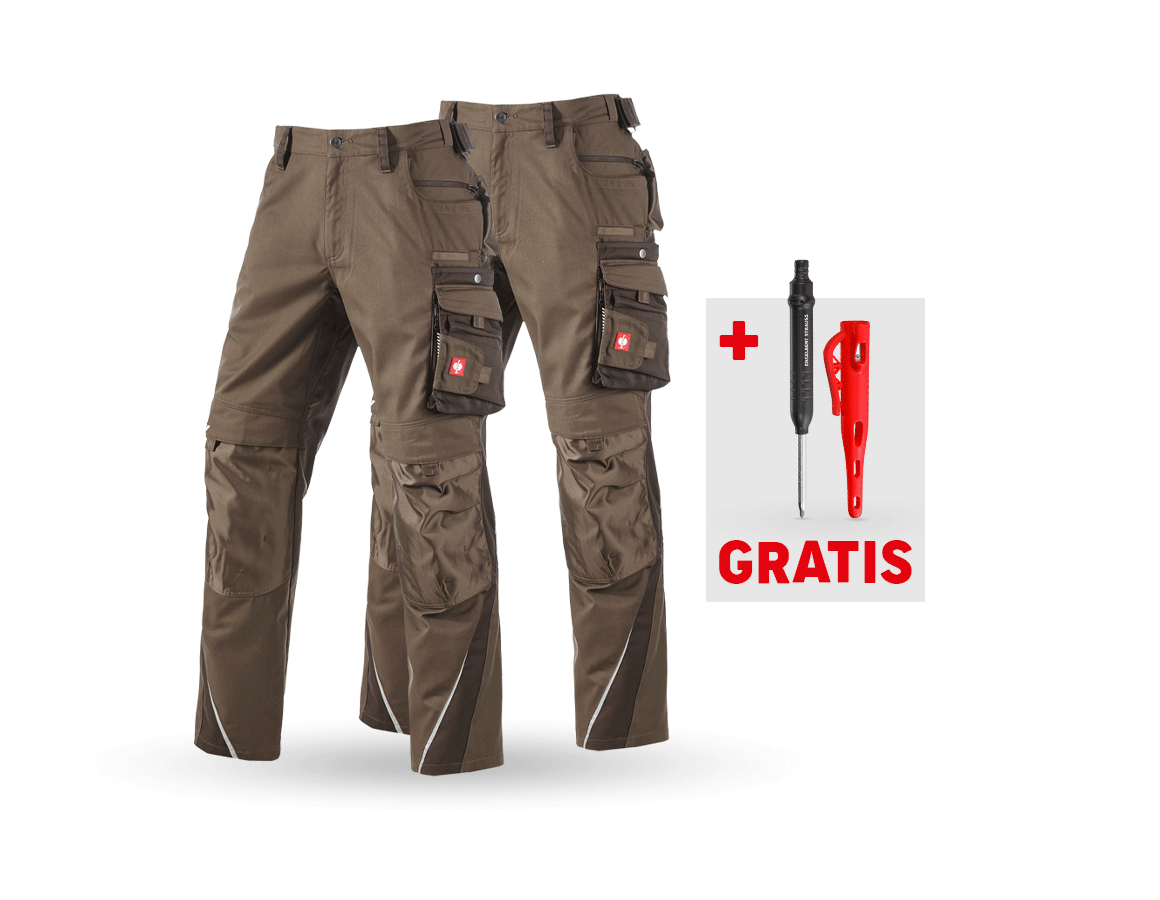 Bekleidung: SET: 2x Bundhose e.s.motion + haselnuss/kastanie