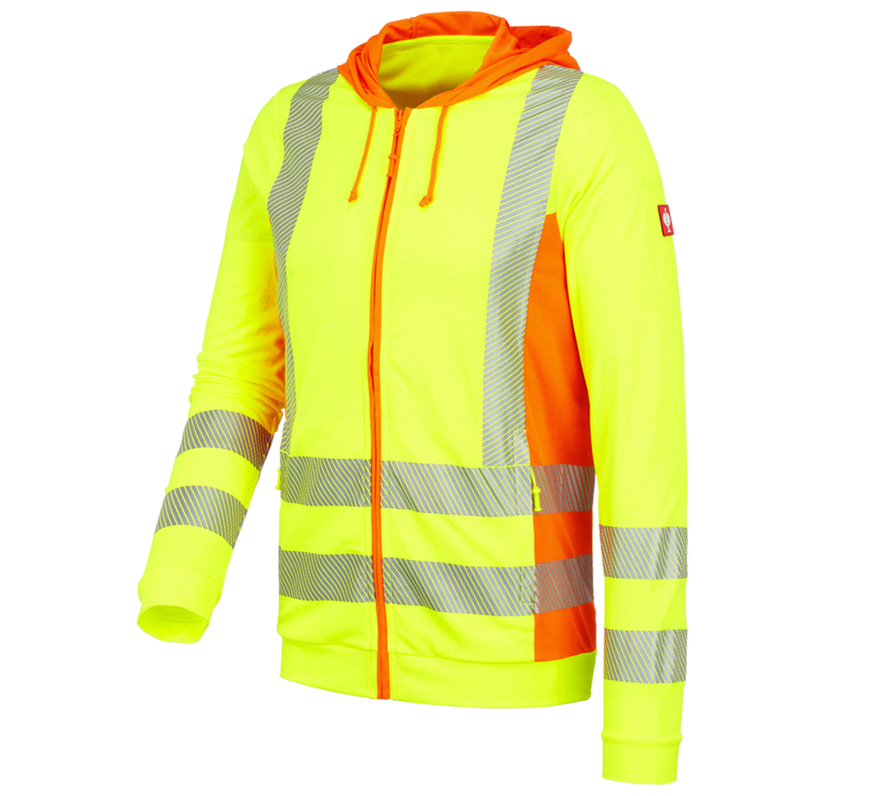 Work Jackets: High-vis functional hooded jacket e.s.motion 2020 + high-vis yellow/high-vis orange