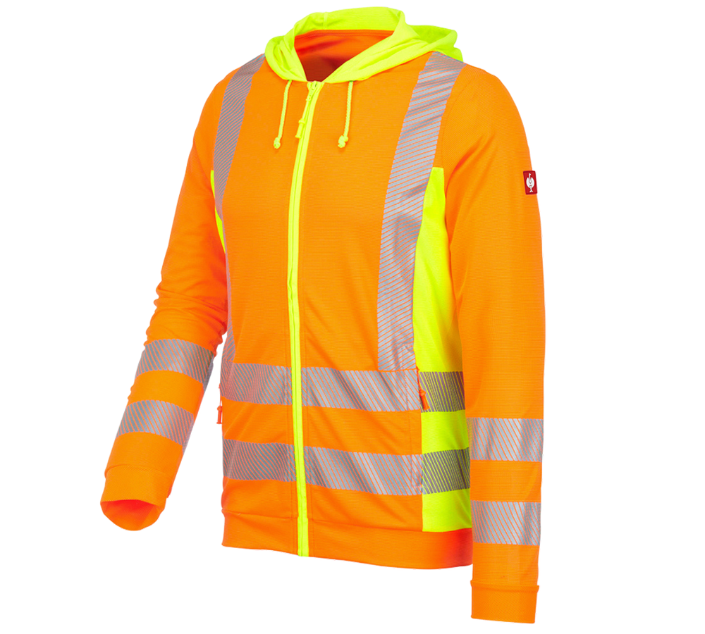 Work Jackets: High-vis functional hooded jacket e.s.motion 2020 + high-vis orange/high-vis yellow