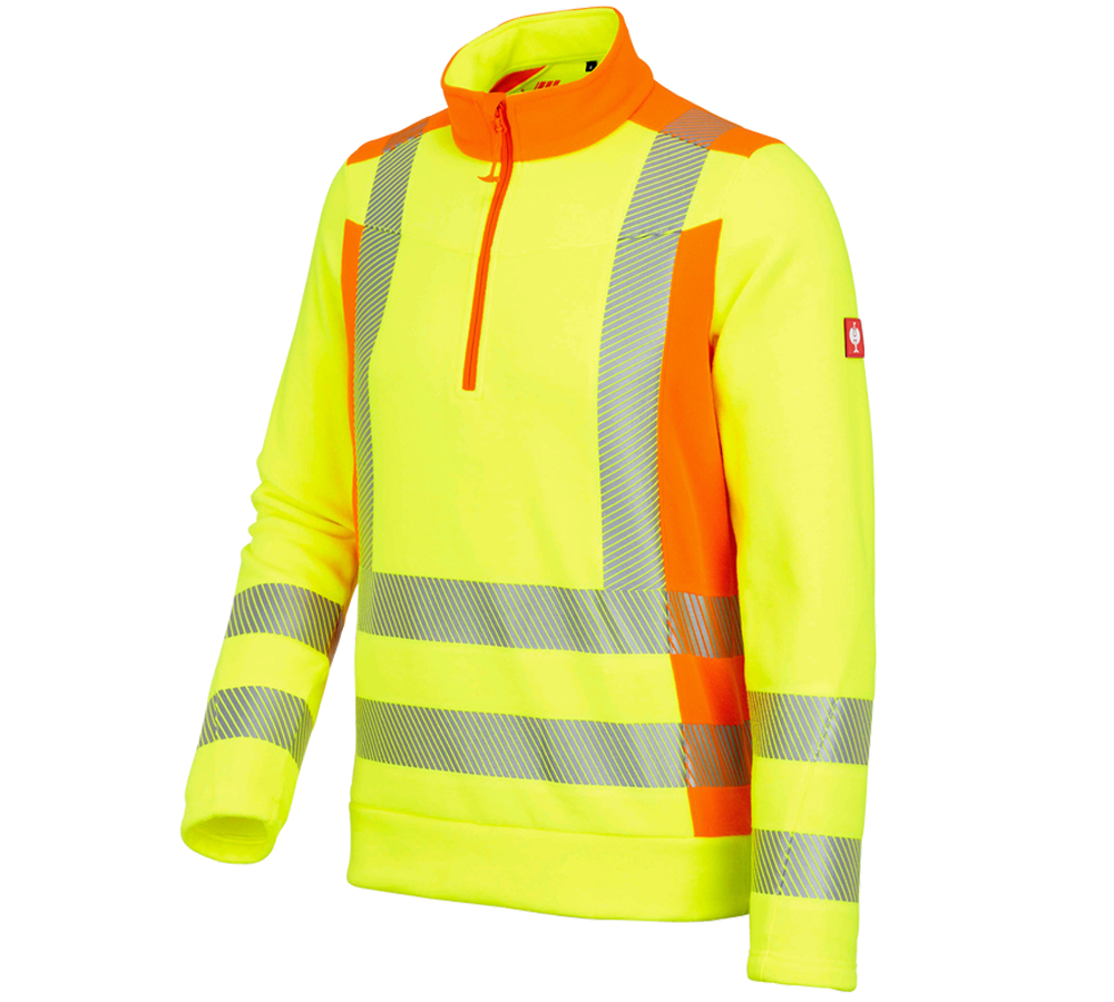 Shirts, Pullover & more: High-vis fleece troyer e.s.motion 2020 + high-vis yellow/high-vis orange