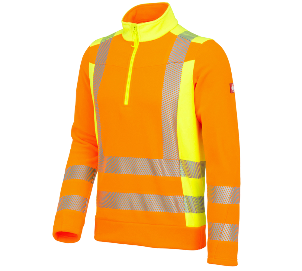 Shirts, Pullover & more: High-vis fleece troyer e.s.motion 2020 + high-vis orange/high-vis yellow