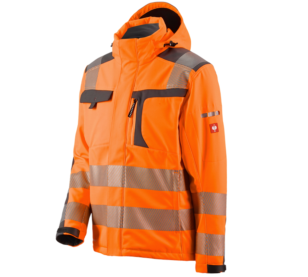 Work Jackets: High-vis softshell jacket e.s.motion + high-vis orange/anthracite