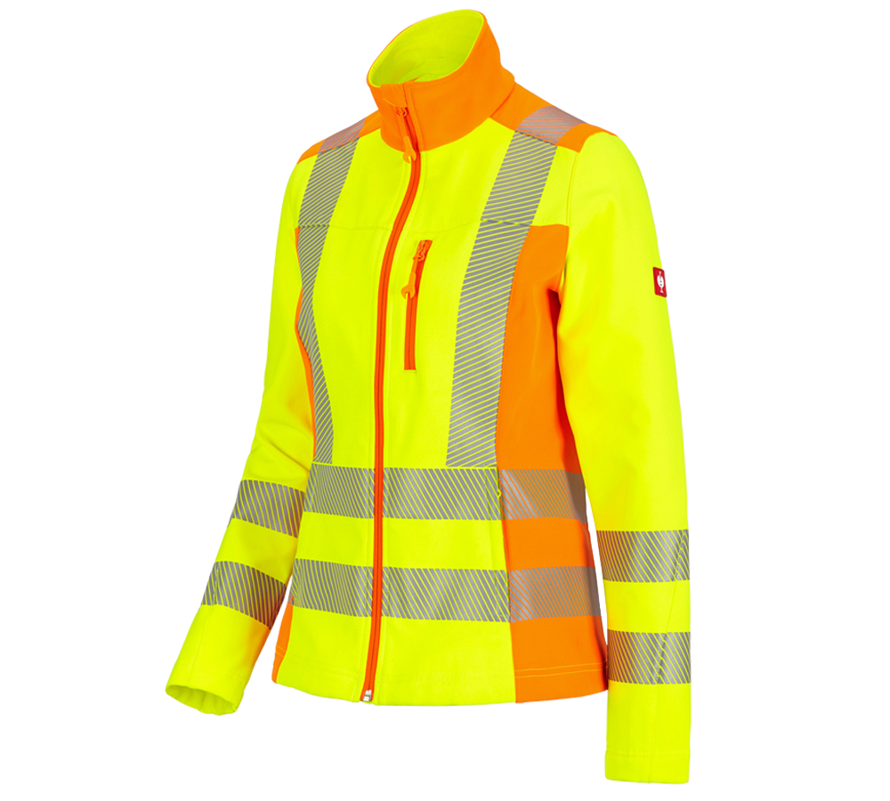 Vestes de travail: Veste softsh.signal.softlight e.s.motion 2020, fem + jaune fluo/orange fluo