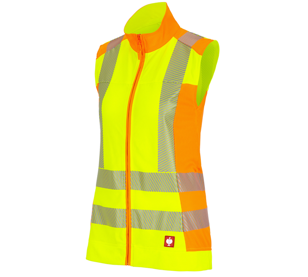 Work Body Warmer: High-vis funct.bodywarmer e.s.motion 2020, ladies' + high-vis yellow/high-vis orange