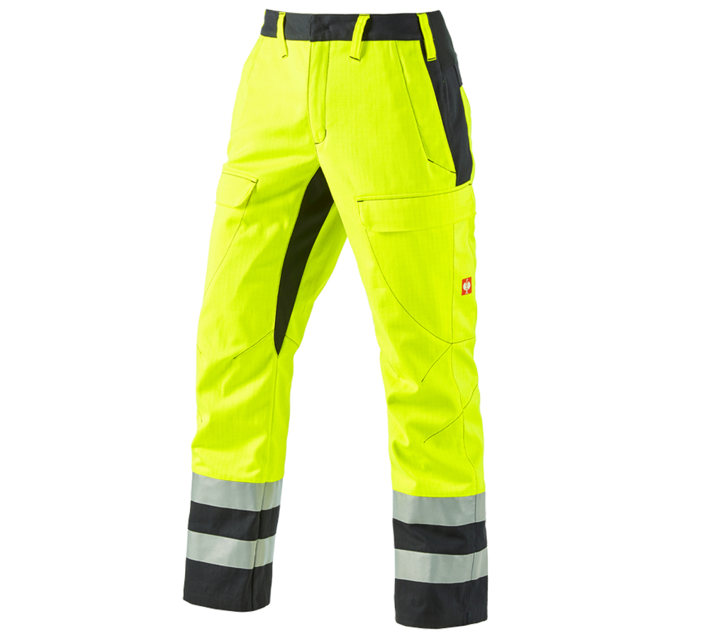 Work Trousers: e.s. Trousers multinorm high-vis + high-vis yellow/black