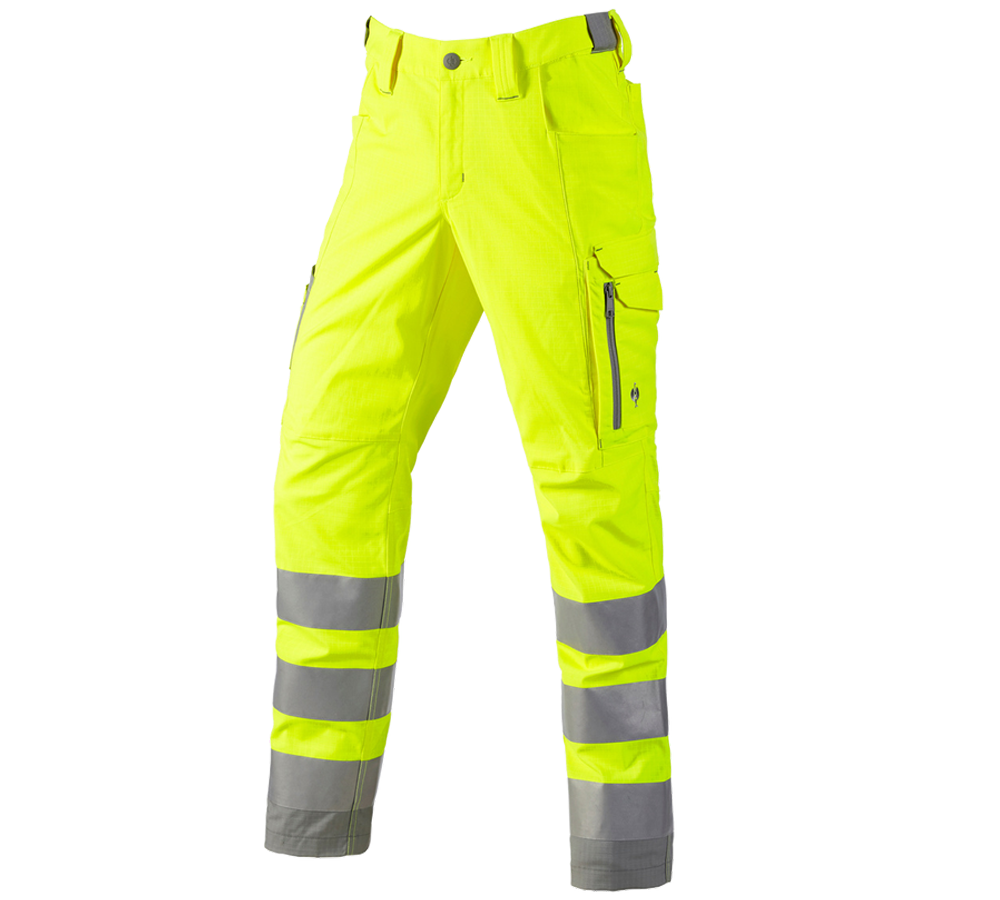 Work Trousers: High-vis cargo trousers e.s.concrete + high-vis yellow/pearlgrey