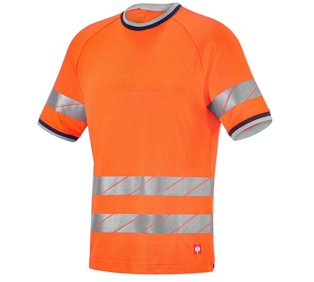 Shirts & Co.: Warnschutz Funktions T-Shirt e.s.ambition + warnorange/dunkelblau