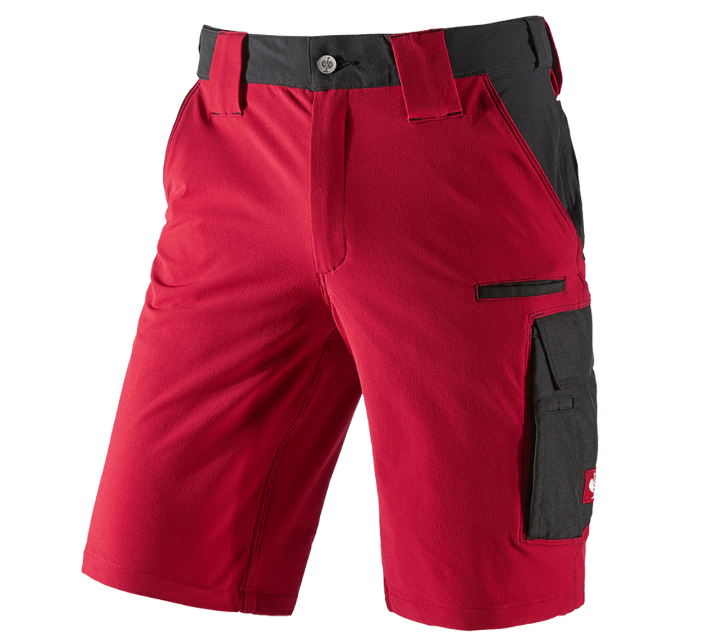 Pantalons de travail: Short fonctionnel e.s.dynashield + rouge vif/noir