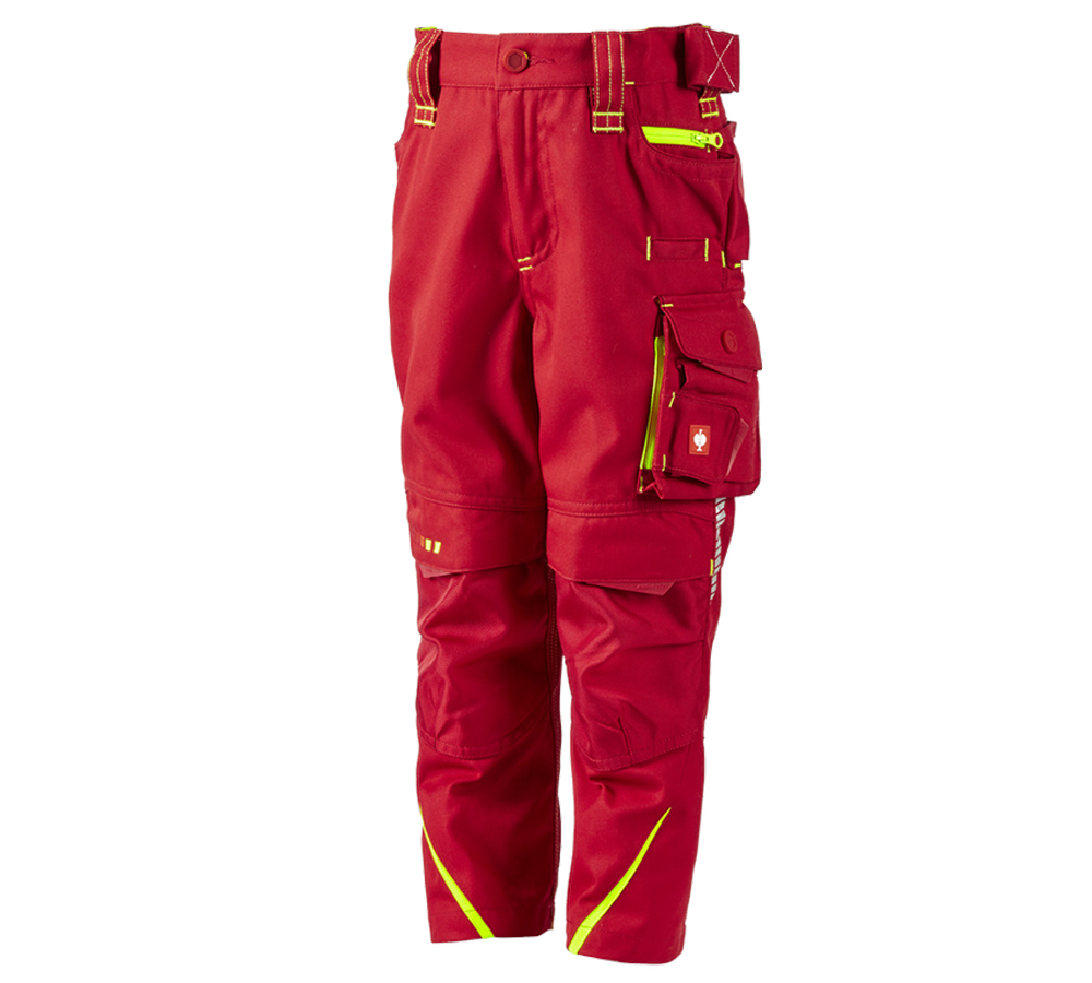 Trousers: Trousers e.s.motion 2020, children's + fiery red/high-vis yellow