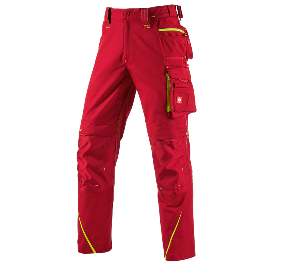 Work Trousers: Trousers e.s.motion 2020 + fiery red/high-vis yellow