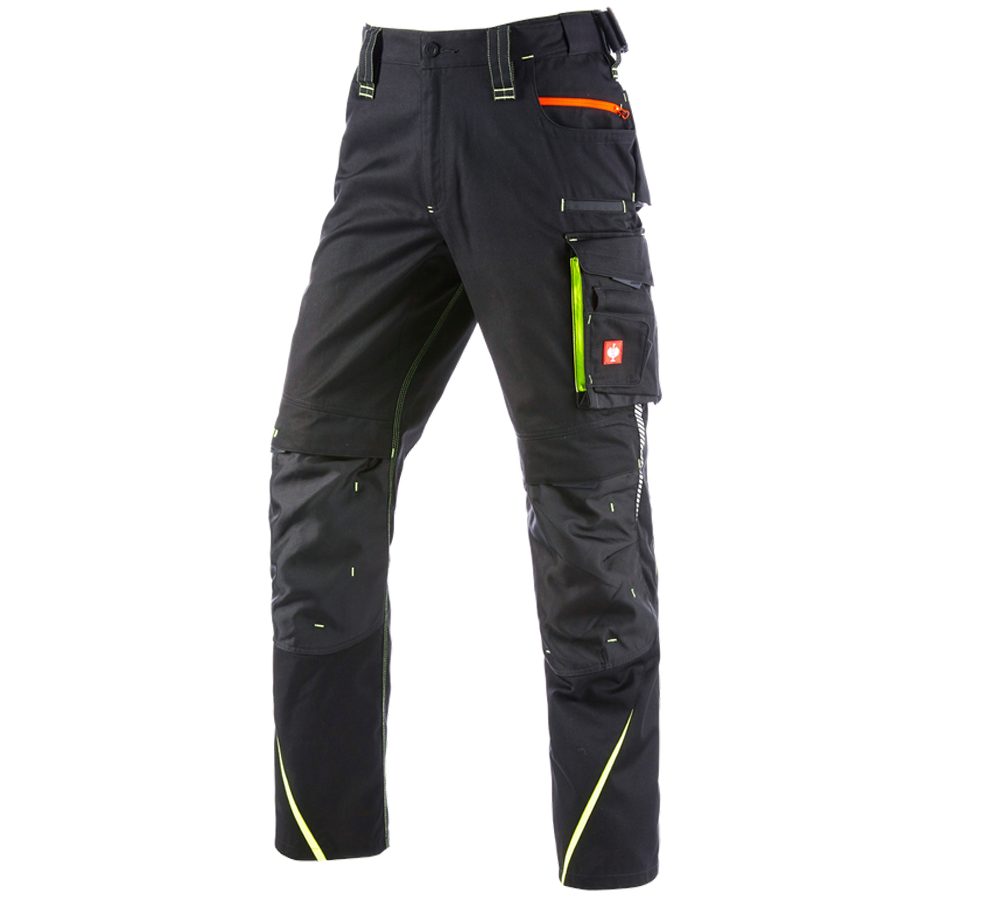 Work Trousers: Trousers e.s.motion 2020 + black/high-vis yellow/high-vis orange