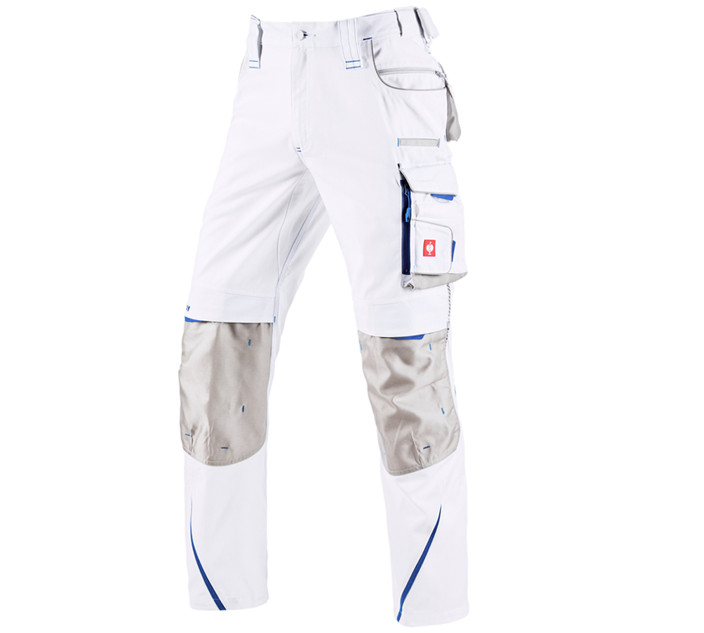 Pantalons de travail: Pantalon taille él.d’hiver e.s.motion2020, hommes + blanc/bleu gentiane