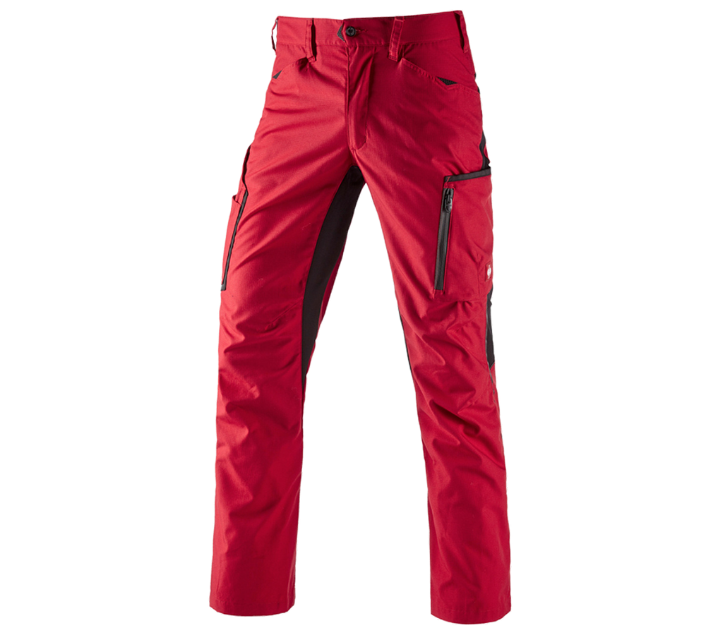 Pantalons de travail: Pantalon à taille élastique e.s.vision, hommes + rouge/noir