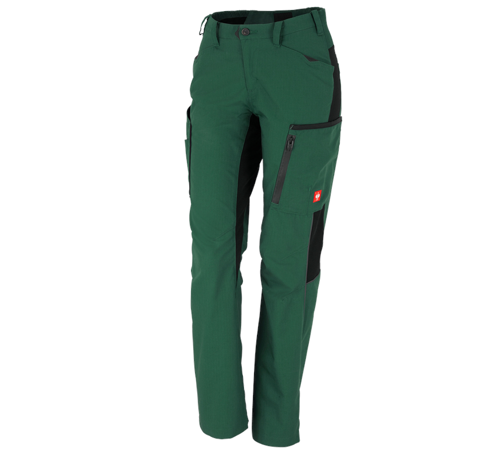 Pantalons de travail: Pantalon à taille élastique femmes e.s.vision + vert/noir