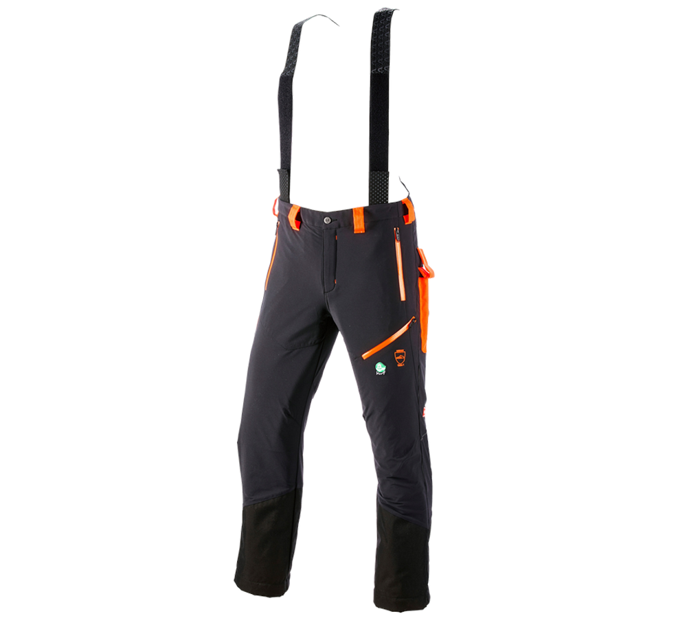 Pantalons de travail: Pantalon à taille élastique anticoupure e.s.vision + noir/orange fluo