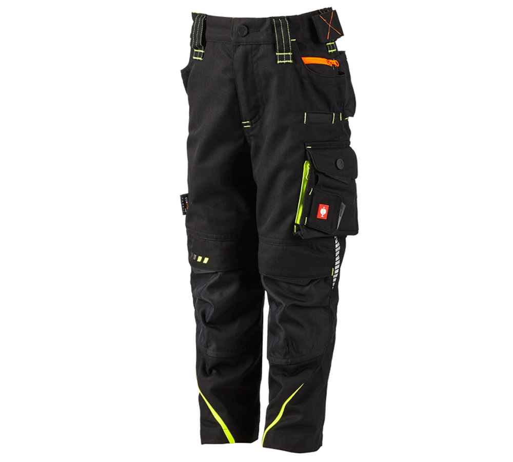 Trousers: Winter trousers e.s.motion 2020, children's + black/high-vis yellow/high-vis orange