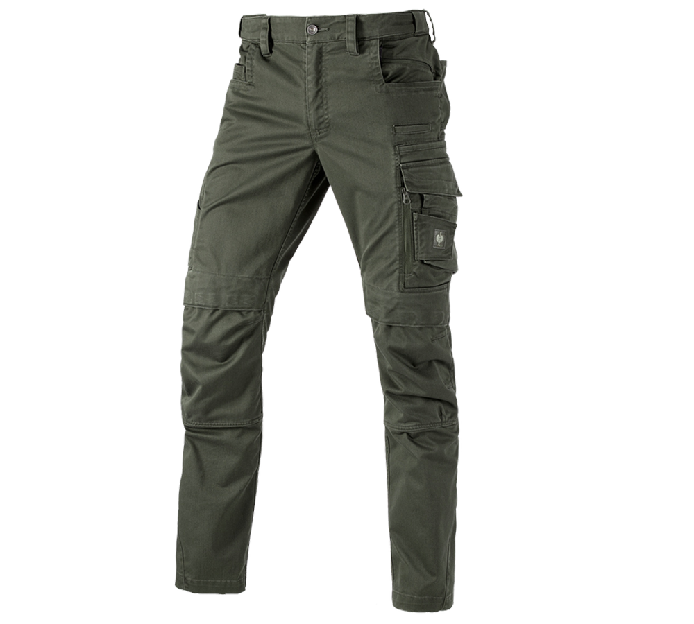 Pantalons de travail: Pantalon à taille élastique e.s.motion ten + vert camouflage