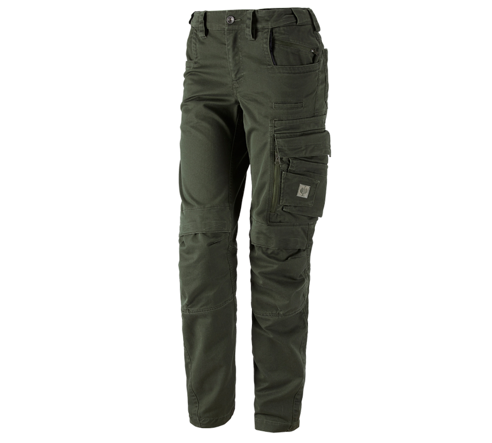 Horti-/ Sylvi-/ Agriculture: Pantalon à taille élastique e.s.motion ten, femmes + vert camouflage