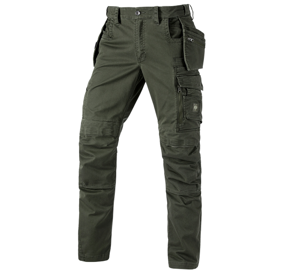 Pantalons de travail: Pantalon à taille élast. e.s.motion ten tool-pouch + vert camouflage