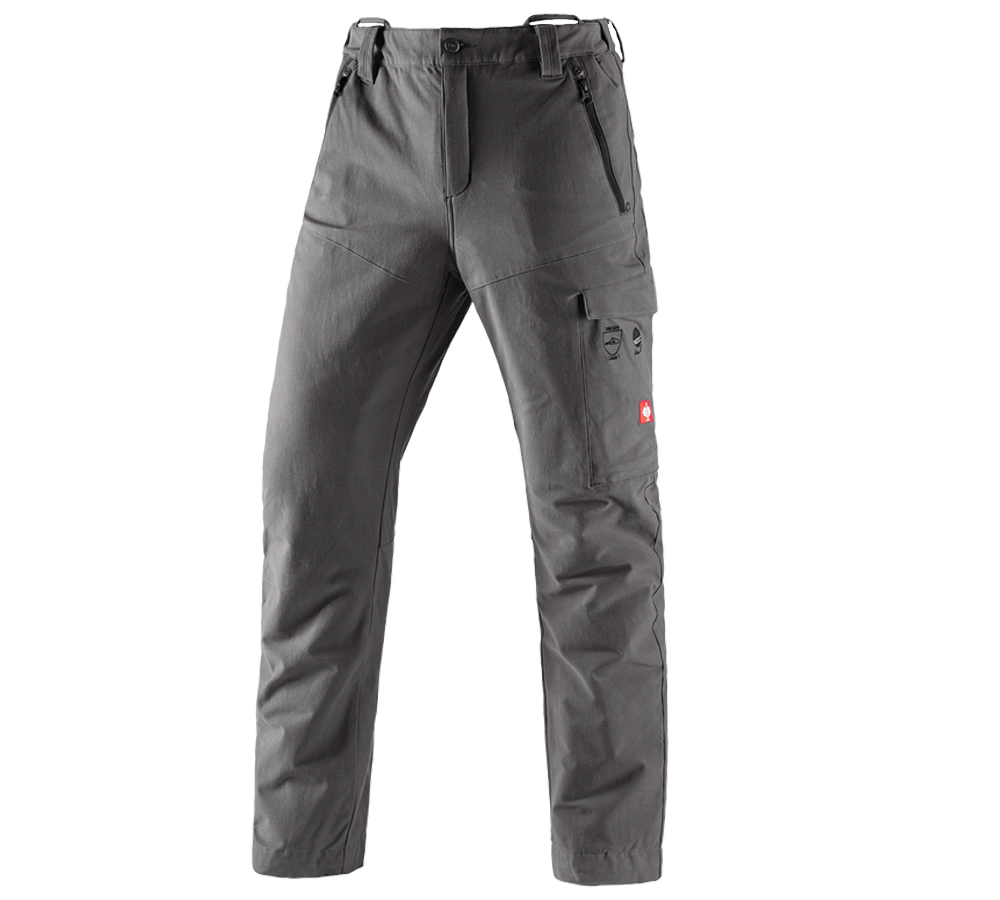 Work Trousers: Forestry cut protection trousers e.s.cotton touch + carbon grey