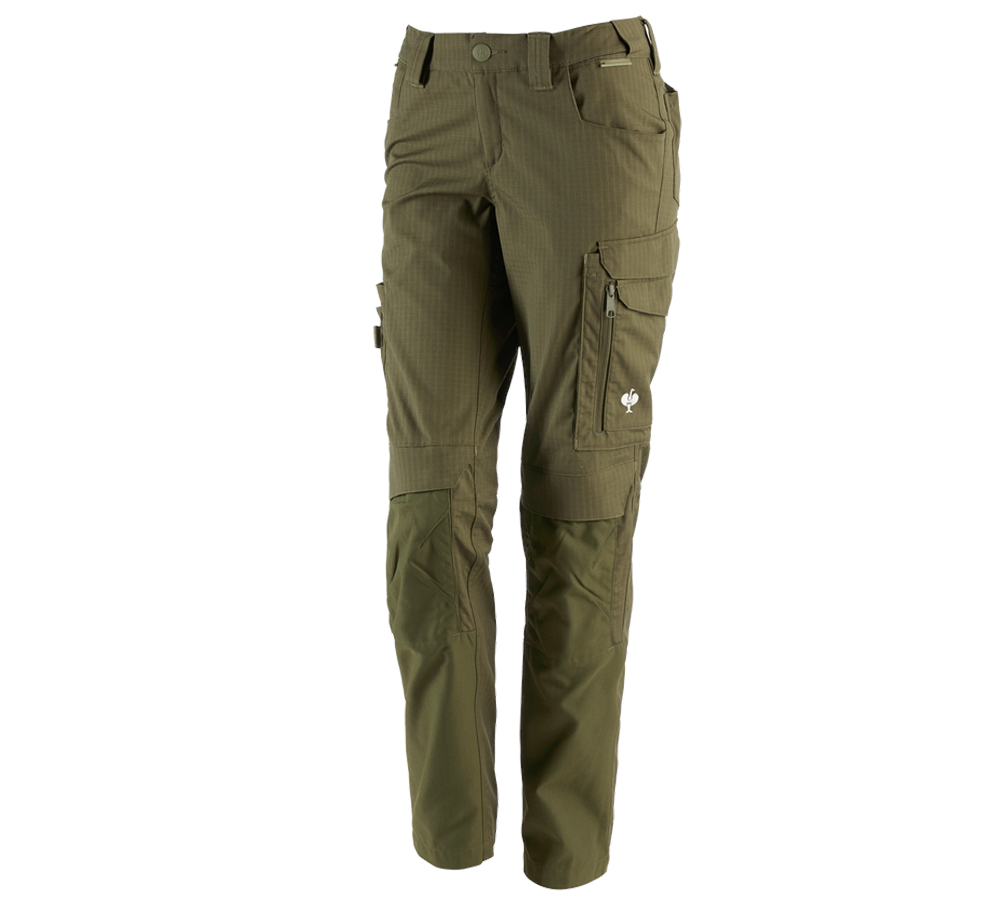 Pantalons de travail: Pantalon à taille élast. e.s.concrete solid femmes + vert boue