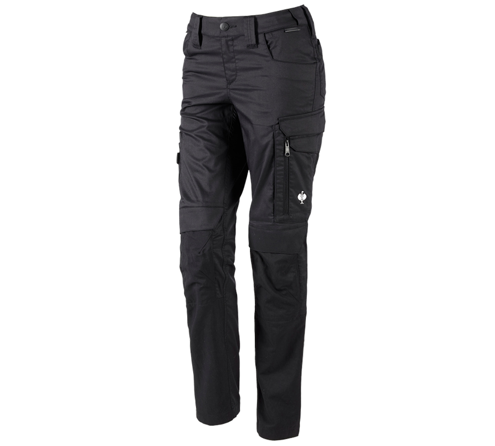 Pantalons de travail: Pantalon à taille élast. e.s.concrete light,femmes + noir