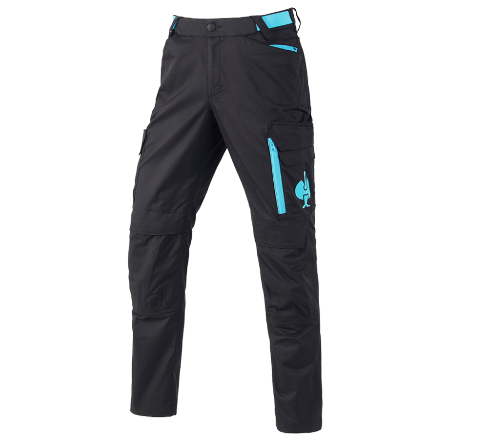 Work Trousers: Trousers e.s.trail + black/lapisturquoise