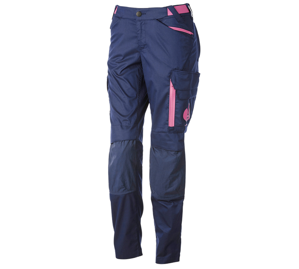 Protège-genoux Master Grid 6D: Pantalon à taille élastique e.s.trail, femmes + bleu profond/rose tara