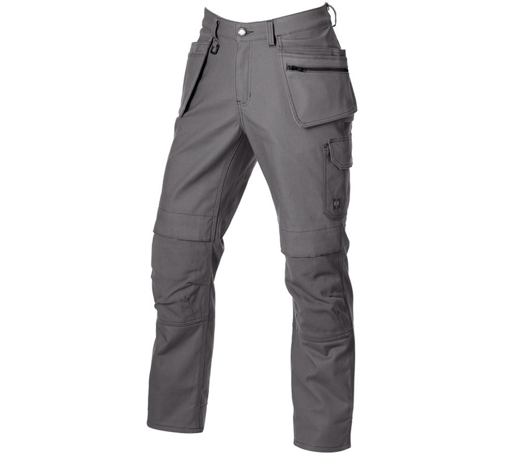 Work Trousers: Worker trousers e.s.iconic tool-pouch + carbongrey