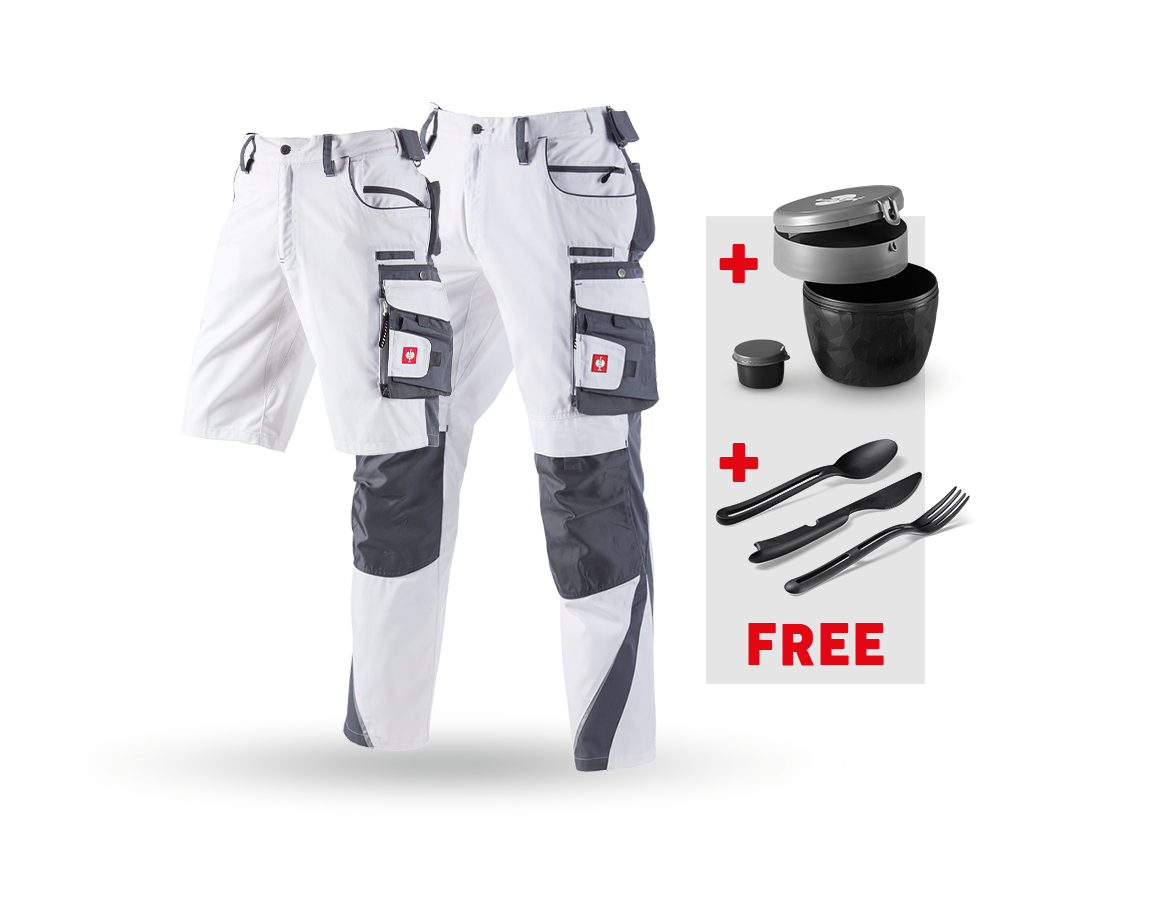 Clothing: SET: Trousers+Shorts e.s.motion+Lunchbox+Cutlery + white/grey