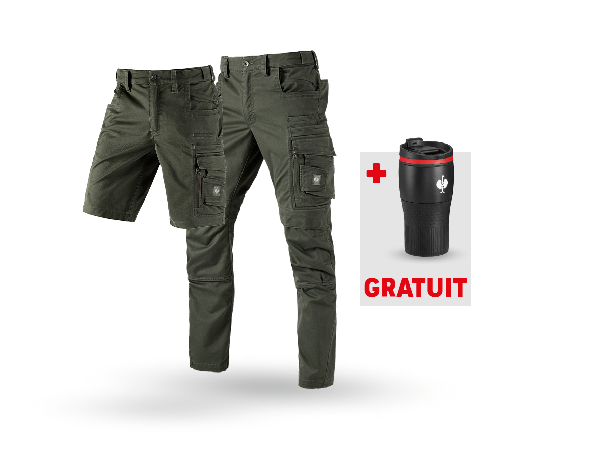 Vêtements: KIT: Pantalon+Short e.s.motion ten+Gobelet isolant + vert camouflage