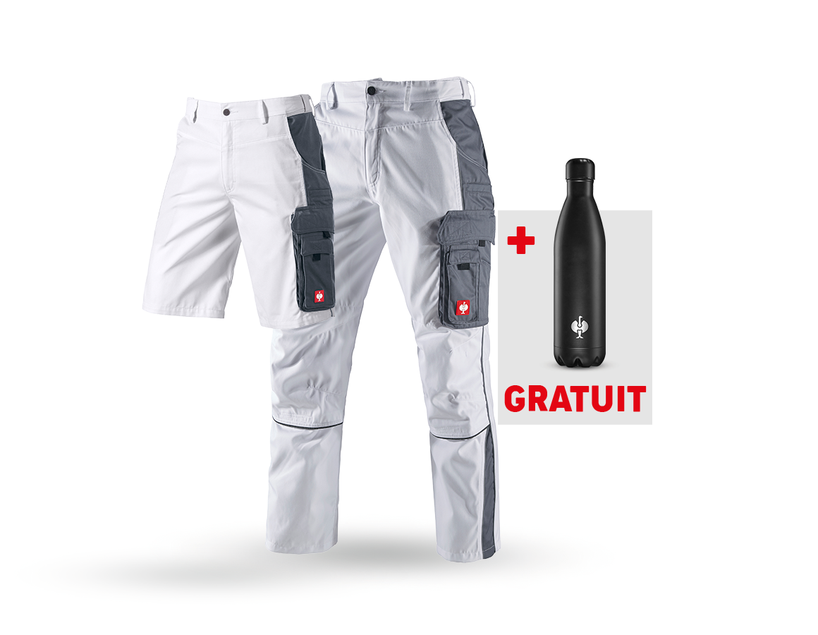 Vêtements: KIT: Pantalon à taille + Short e.s.active + Gourde + blanc/gris
