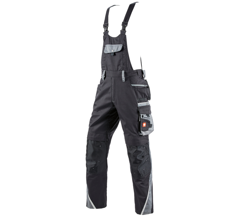 Work Trousers: Bib & brace e.s.motion winter + graphite/cement
