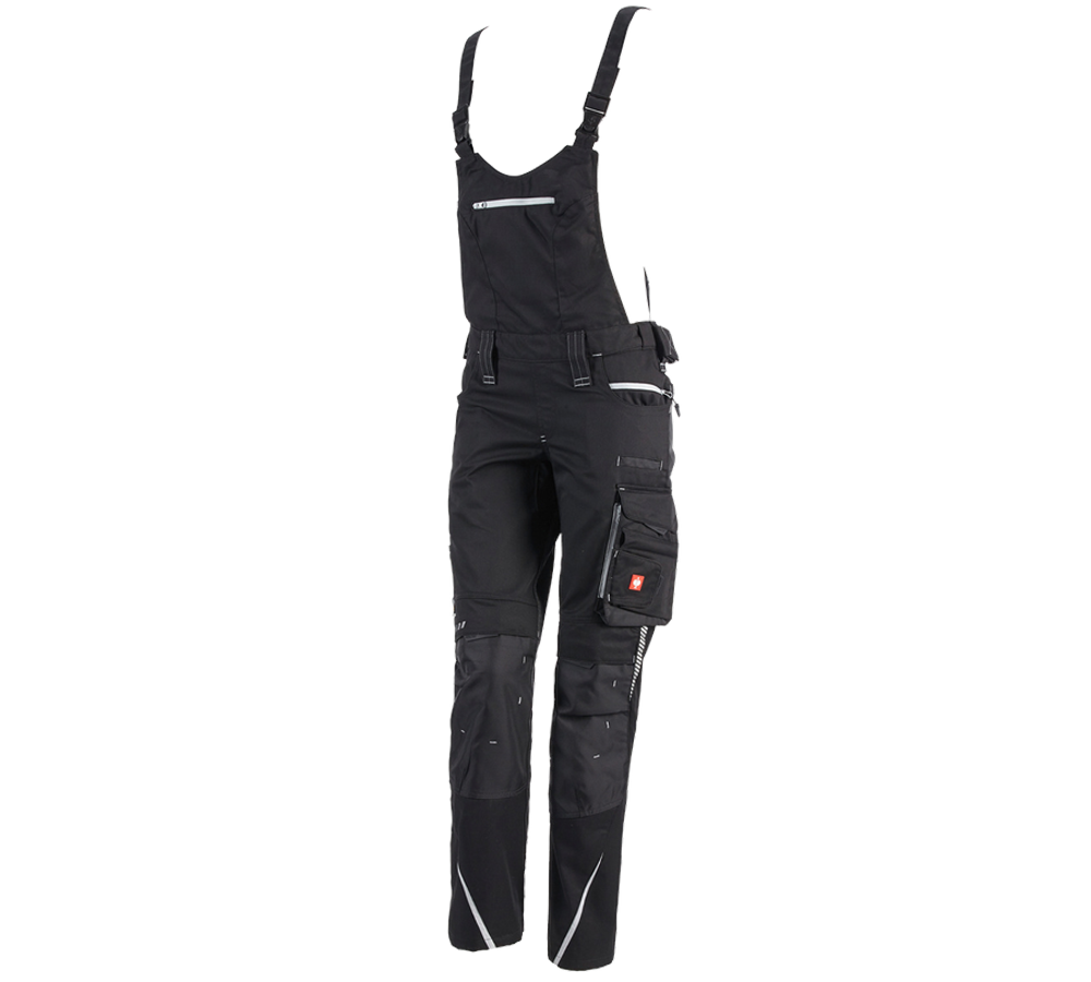 Work Trousers: Ladies' bib & brace e.s.motion 2020 + black/platinum