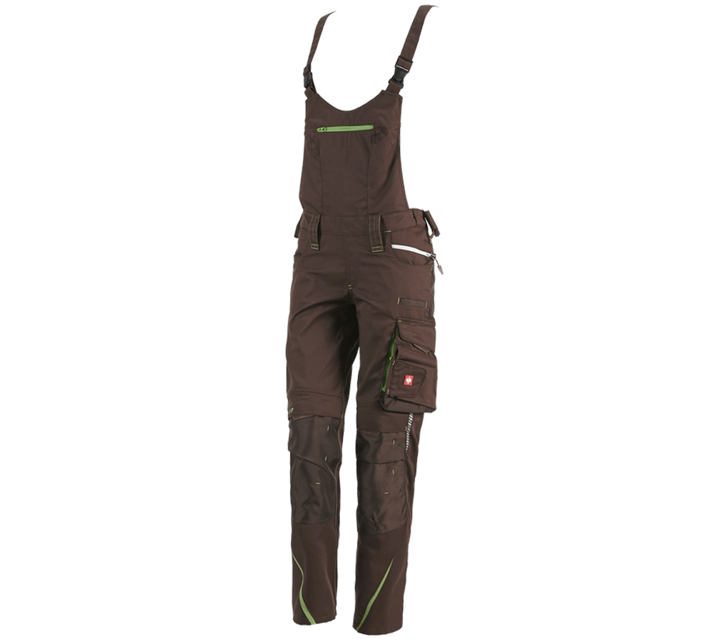 Work Trousers: Ladies' bib & brace e.s.motion 2020 + chestnut/seagreen