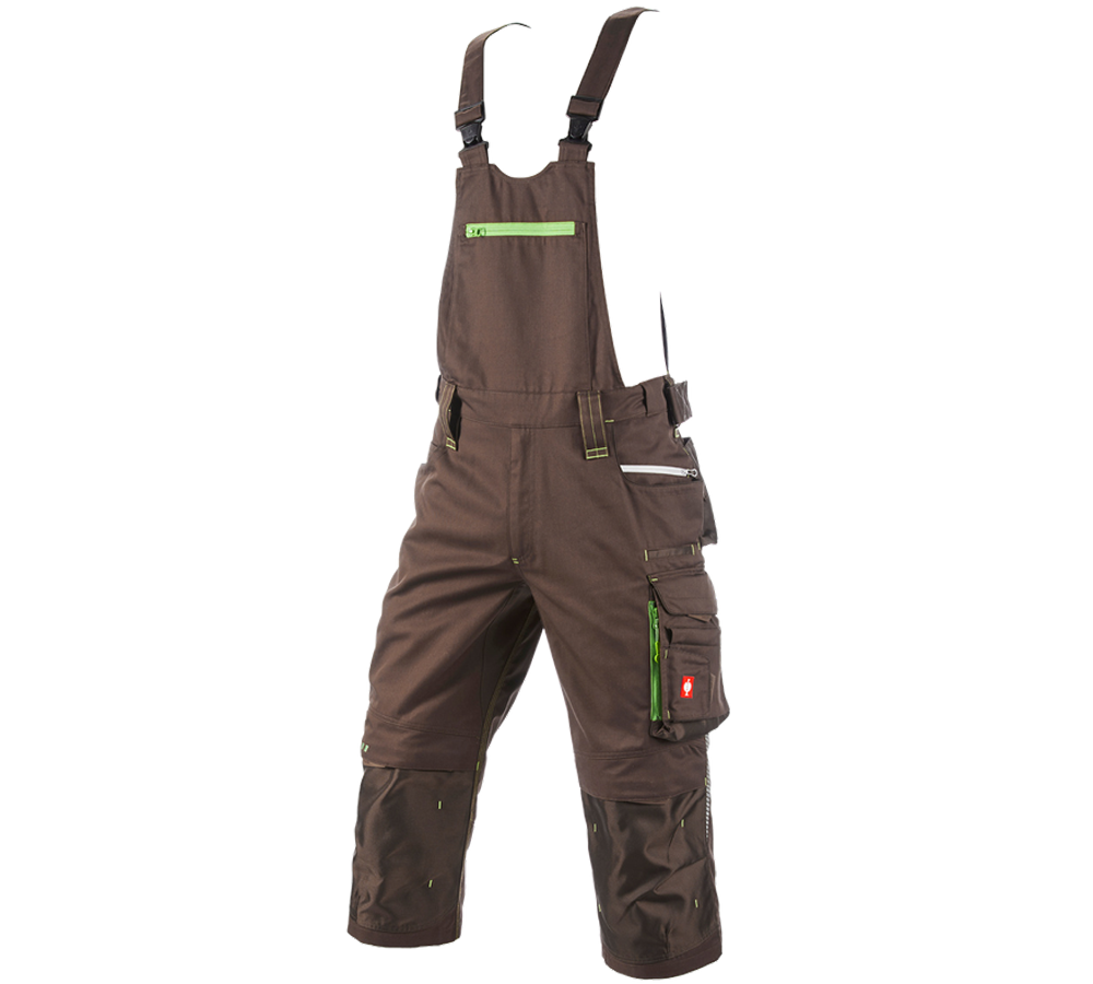 Work Trousers: 3/4 bib & brace e.s.motion 2020 + chestnut/sea green
