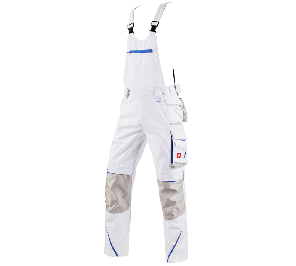 Work Trousers: Bib & brace e.s.motion 2020 + white/gentian blue