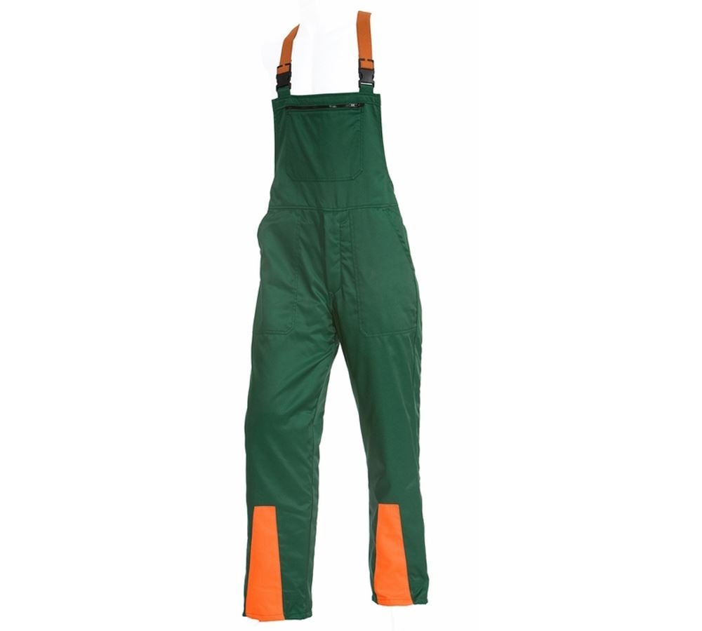 Pantalons de travail: Salopette de forestier anticoupure Basic + vert/orange
