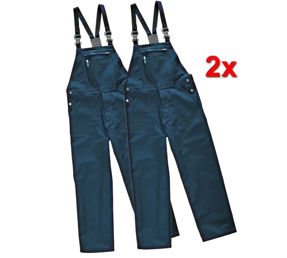 Work Trousers: Basic - cotton Bib and Brace (pack of 2) + navy