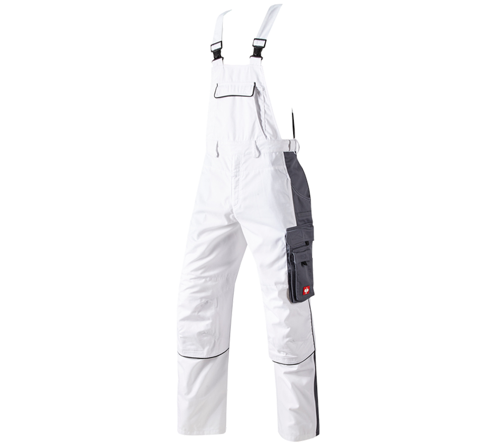 Work Trousers: Bib & Brace e.s.active + white/grey