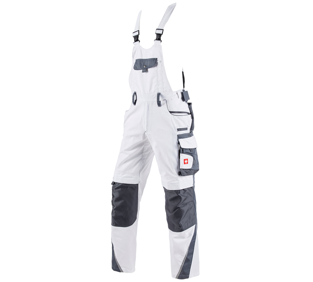 Pantalons de travail: Salopette e.s.motion + blanc/gris