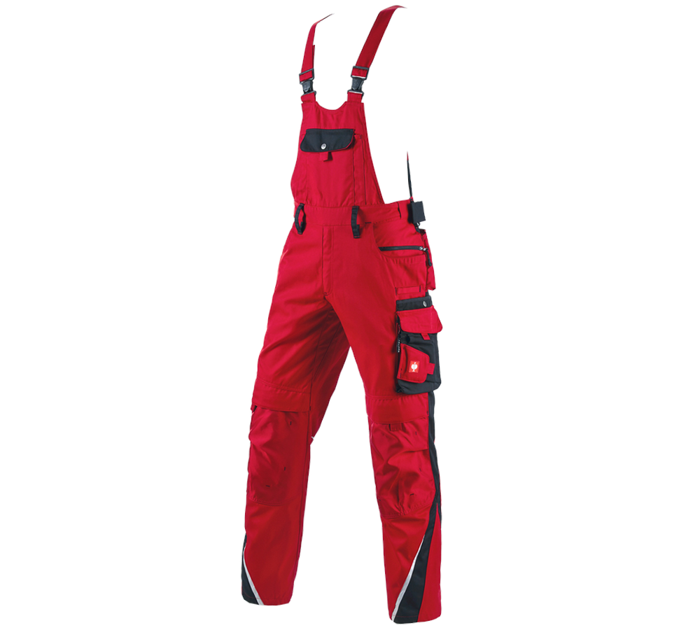 Pantalons de travail: Salopette e.s.motion + rouge/noir